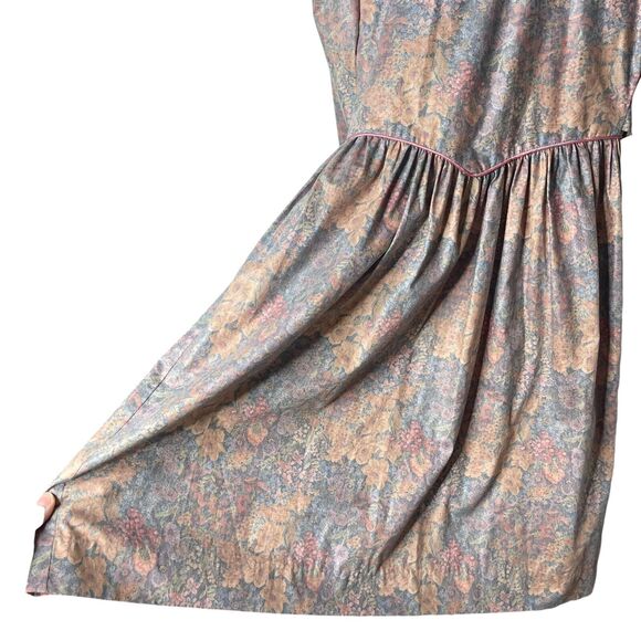 Tess Originals Vintage Prairie Dress Floral Puff Sleeve Peter Pan Collar Size 14 - Picture 5 of 12